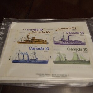Juego de sellos postales canadienses de 4 esquinas de bloque de placa de 1976, 10 centavos, envíos al interior