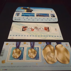 3 hojas de recuerdo de los Juegos Olímpicos de Canadá 2010 de Mint