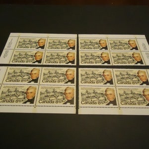 Bloque de 4 sellos postales canadienses de 8 centavos de 1974, William Hamilton Merritt