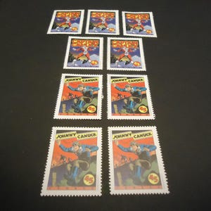 9 sellos postales canadienses nuevos - SUPERHÉROES CANADIENSES, 45 centavos, Capitán Canuck y Johnny Canuck de 1995
