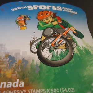 4 sellos postales canadienses nuevos de Deportes Juveniles, 4 sellos de 50 centavos - de 2005