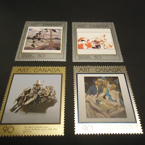 4 sellos postales canadienses nuevos. Sellos de arte canadienses de entre 1988 y más nuevos.