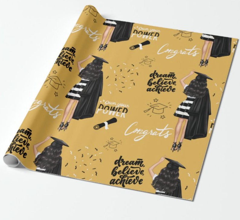 Graduation Wrapping Paper Girl Graduate Etsy