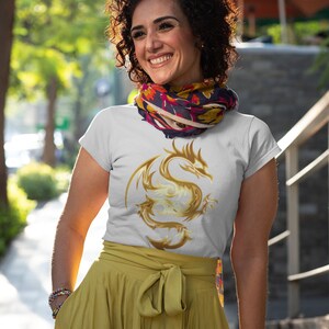 Dragon In Gold, Women&#39;s Triblend Tee, Next Level 6710