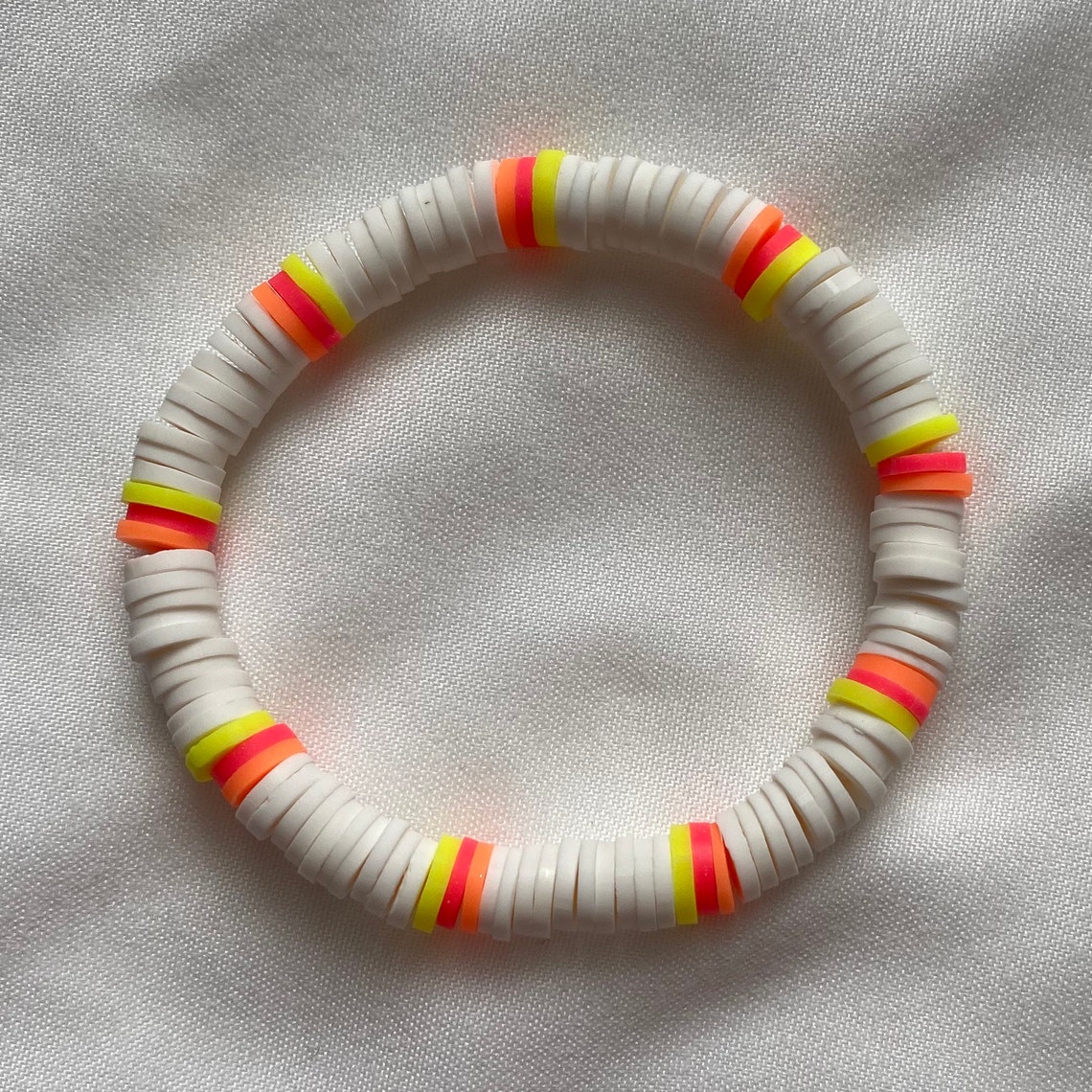 Sunset Preppy Bracelet Aesthetic Flat Bead Bracelet White Etsy