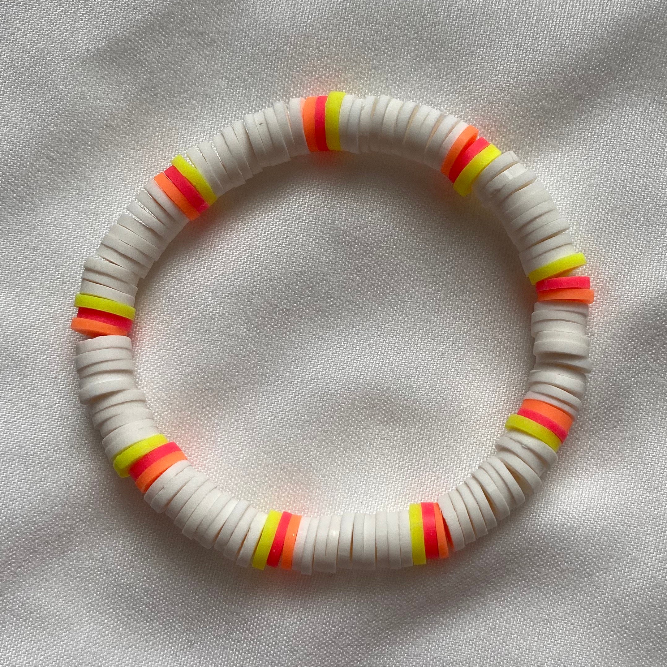 Sunset Preppy Bracelet Aesthetic Flat Bead Bracelet White Etsy