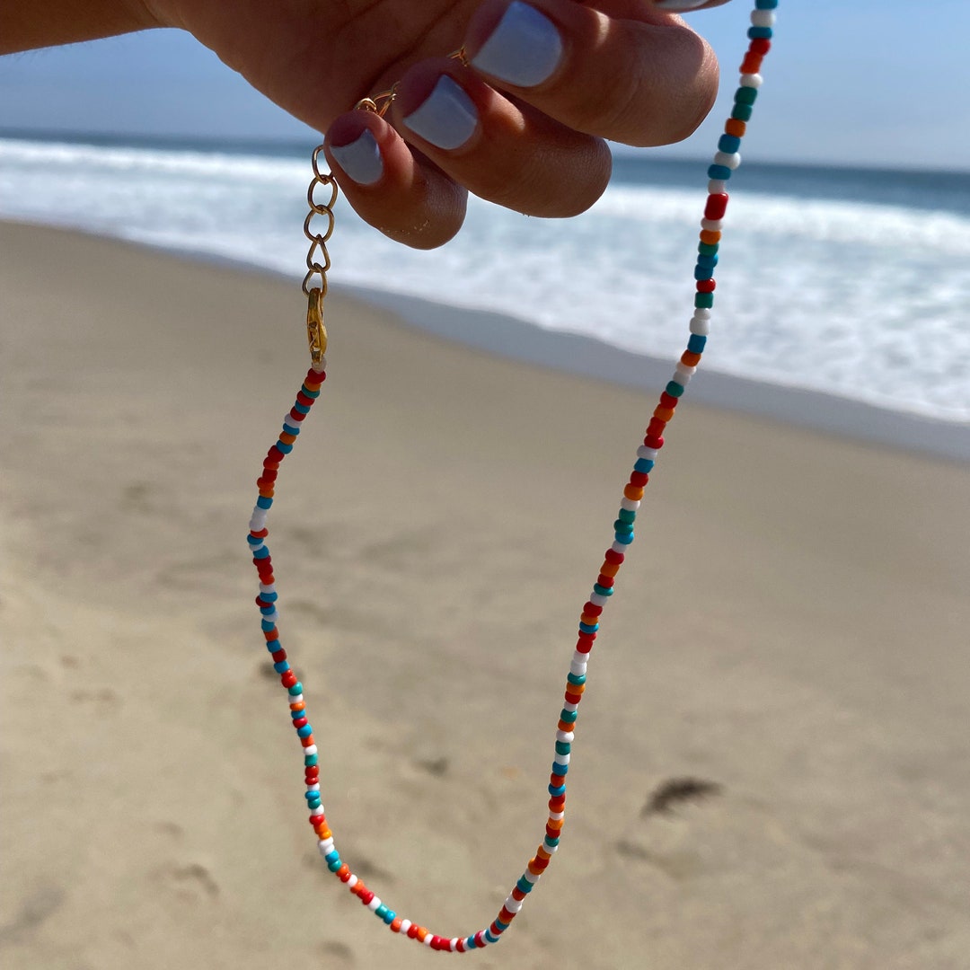 Vsco Beaded Necklace Surfer Necklace Beaded Choker Etsy