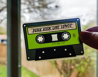 PUNK ROCK B-SIDES clear cassette tape sticker - gift, music, punkrock love songs