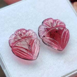 Pink Tourmaline Carving Hand Carved Loose Gemstone Earring  Making Tourmaline Size- 10x10 - Weight- 3.85