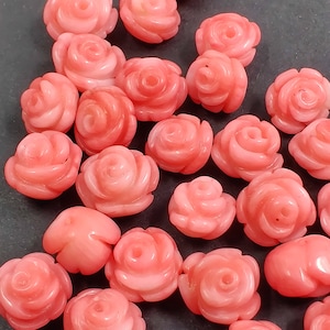 Natural Coral Carving, Flower Carving, Loose Gemstone Hand Carved Coral For Jewelry