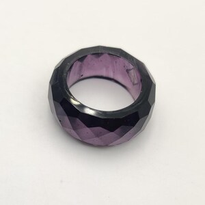 Amethyst Quartz  Ring Faceted Ring Band Hand Made unisex Band