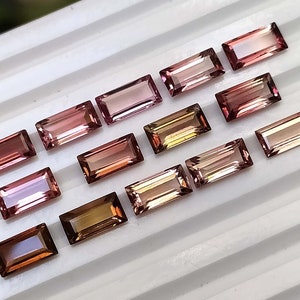 Natural Pink Tourmaline Baguettes Size- 8X4 Weight- 12.00 Faceted Baguettes Pink Multi Loose Gemstone Jewelry making 14pcs