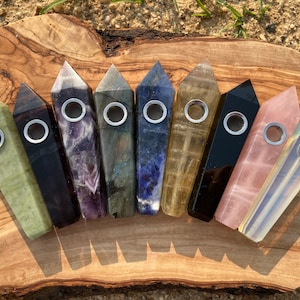 Natural Gemstone Pipes Quartz Crystal Smoking Pipe Set