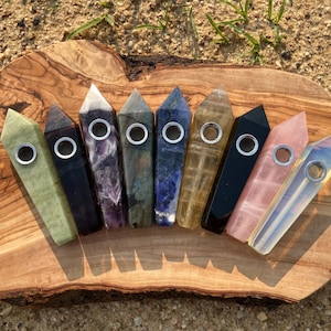 Natural Gemstone Pipes Quartz Crystal Smoking Pipe Set