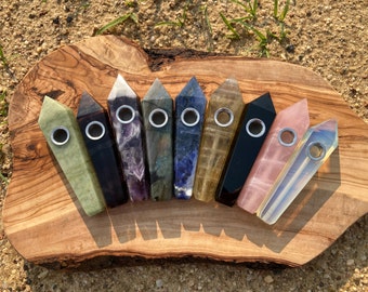 Natural Gemstone Pipes Quartz Crystal Smoking Pipe Set