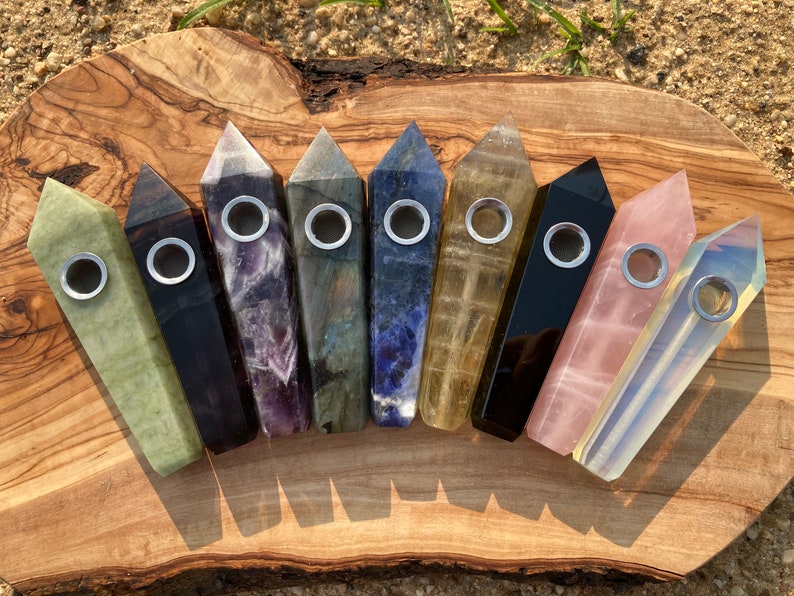 Handmade Gemstone Pipe Quartz Crystal Smoking Pipes 