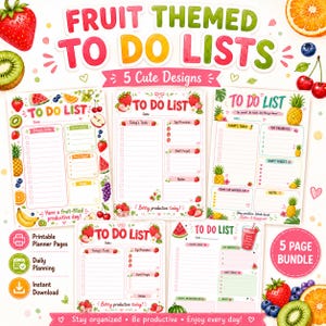 Fruit Salad 5 Designs | Journaling | Notebook Pages | Downloadable | All Ages | Zip PNG Pineapple Strawberry