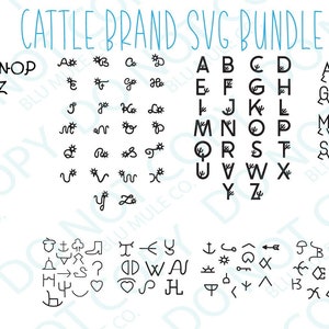 Handdrawn Brand Alphabet SVG Cattle Brand Bundle Cattle Brand svg - western svg - Brandin SVG Western font - 32 dollar value