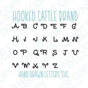 Alfabeto de marca dibujado a mano SVG Hooked Brand SVG Digital Descargar svg para cricut Cattle Brand svg - western svg - Brandin SVG Western fuente