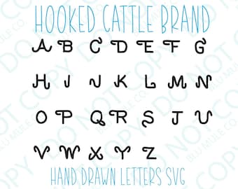 Handdrawn Brand Alphabet SVG Hooked Brand SVG Digital Download svg for cricut Cattle Brand svg - western svg - Brandin SVG Western font