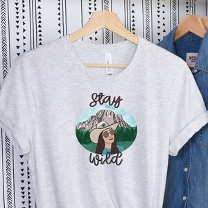 Stay Wild Cowgirl Grand Teton Mountains Western Graphic Tee Tshirt Shirt Turquoise Nature
