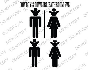 Restroom sign, bathroom sign, cowboys only, cowgirls only, silhouette, picture, svg, digital download file, cricut