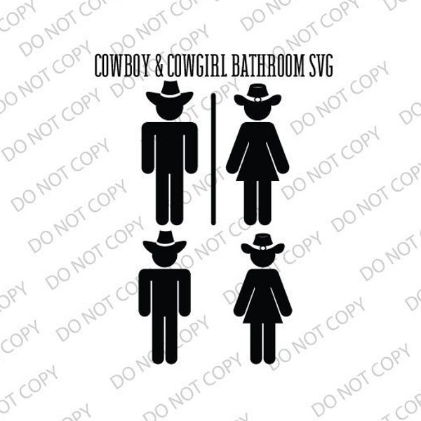 Restroom sign, bathroom sign, cowboys only, cowgirls only, silhouette, picture, svg, digital download file, cricut