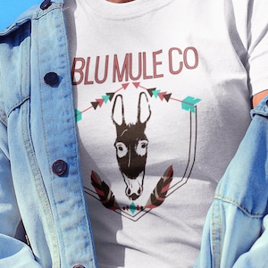 Blu Mule Co Shirt, Mule Shirt, Muleskinner Shirt, Donkey Shirt, Western Shirt, Gift For Her, Boho Shirt, Gift for Teen, Graphic Tee