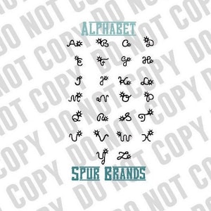 Handdrawn Brand Alphabet SVG Digital Download svg Spur Brand SVG - Cattle Brand svg - western svg - Brandin SVG western font svg