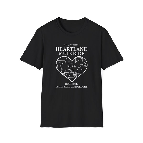 The Official 2024 Heartland Mule Ride T-Shirt - Hosted by Cedar Lake Campground