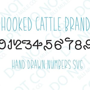 Handdrawn Brand Hooked Brand Numbers Alphabet SVG Digital Download svg for cricut Cattle Brand svg - western svg - Brandin SVG Western font
