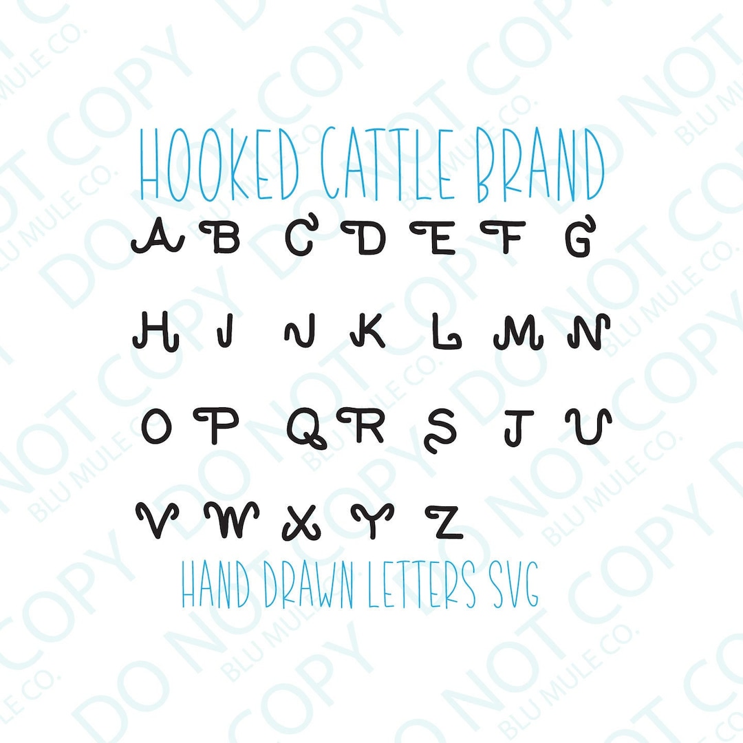 Handdrawn Brand Alphabet SVG Hooked Brand SVG Digital Download Svg for