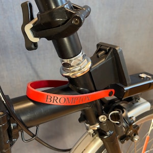 Brompton Bike Leather Luggage Pull Strap, Brommie, Logo engraved, Solid Red, Solid Orange