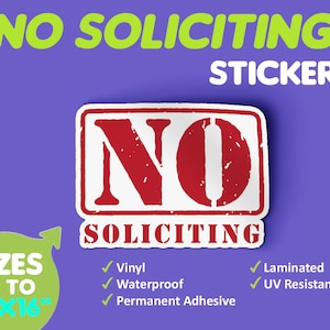 No Soliciting Vinyl, Door Sticker, No Soliciting Sign Sticker, Business Decal, No Soliciting Please, Home Decal, Waterproof Sticker