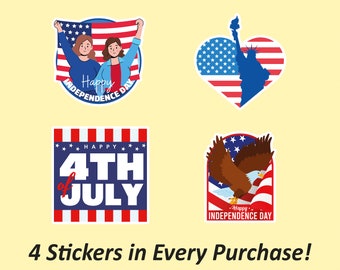 4th of July Sticker | US Independence Day, Statue of Liberty Sticker, Sticker Set, Decorative Sticker, Laptop Decal, Waterproof Sticker