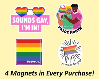 Pride Month Magnets Set | LGBTQIA+, Queer Pride, Cute Fridge Magnet, Office Board Magnets, Fade Resistant Magnets, Waterproof