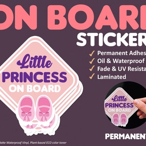 Little Princess On Board Bumper Sticker | Car Decal, Baby on Board Sticker, Car Vinyl Sticker, UV Resistant Sticker, Waterproof Sticker