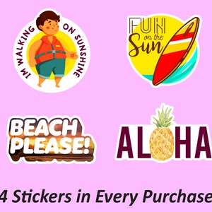 Aloha Stickers Pack | Summer Planner Stickers, Summer Decor, Beach Fun, Travel Gifts, Fade Resistant Stickers, Oilproof