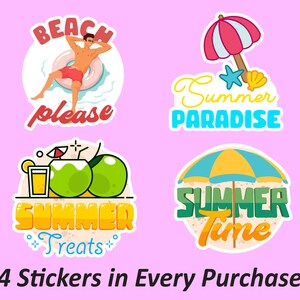 Zomertijd Sticker Pack | Strand print, sticker kit, zomer, plakboek stickers, strand decor, oliedichte en waterdichte stickers