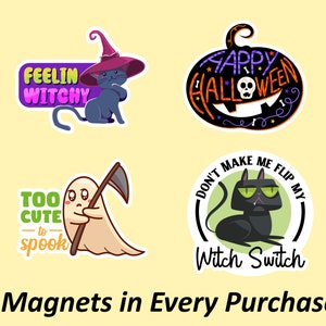 Witch Magnets, Office Magnets Set, Halloween Decor Magnets, Halloween Fridge Magnet, Cute Bumper Magnet, Waterproof, Fade Resistant