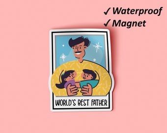 World's Best Father Magnets Bundle | For Dad, Fridge Magnets, Father's Day Gift, Magnets Decor, Waterproof Magnets, Fade Resistant