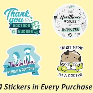 Thank You Stickers | Health Care Workers, Medical Workers, Sticker Bundle, Waterproof, Doctor Stickers, Nurse Stickers
