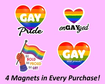 Gay Pride Magnets Pack | Love Is Love, Pride Flag, Fridge Magnets, Cute Magnets, Waterproof Magnets, Fade Resistant