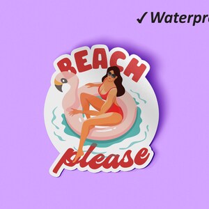Plage S’il vous plaît Sticker Set | Surf, autocollants de voiture, autocollants esthétiques, planificateur d’été, autocollants résistants au fondu et imperméables