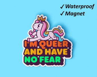 I'm Queer & Have No Fear Magnets Set | LGBT Pride, Magnets For Office, Pride Month Gift, Fridge Magnet, Waterproof Magnets, Fade Resistant