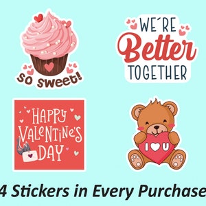 I Love You Stickers | Sweet Stickers, Valentines Sticker Set, Cupcake Sticker, Sticker Pack, Laptop Sticker, Permanent Sticker