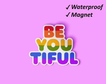 BeYOUtiful Magnets Set | Rainbow Pride, Magnets Decor, Love Rules, Fridge Magnets, Waterproof Magnets, Fade Resistant
