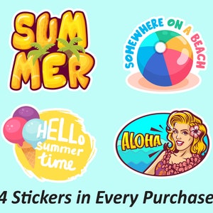 Aloha Sticker Set | Paradise, Laptop Stickers, Planner Stickers, Summer Drinks, Waterproof Permanent Stickers, Fade Resistant