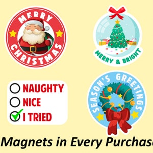 Christmas Tree Magnet | Fridge Magnet Set, Holiday Wreath Magnet, Christmas Magnet, Refrigerator Magnet, Fun Magnet, Fade Resistant Magnet
