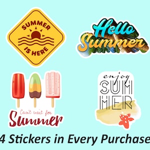 Hello Summer Stickers Pack | Gift For Summer, Scrapbook Stickers, Cute Sticker, Summer Stickers, Waterproof and Oilproof Stickers